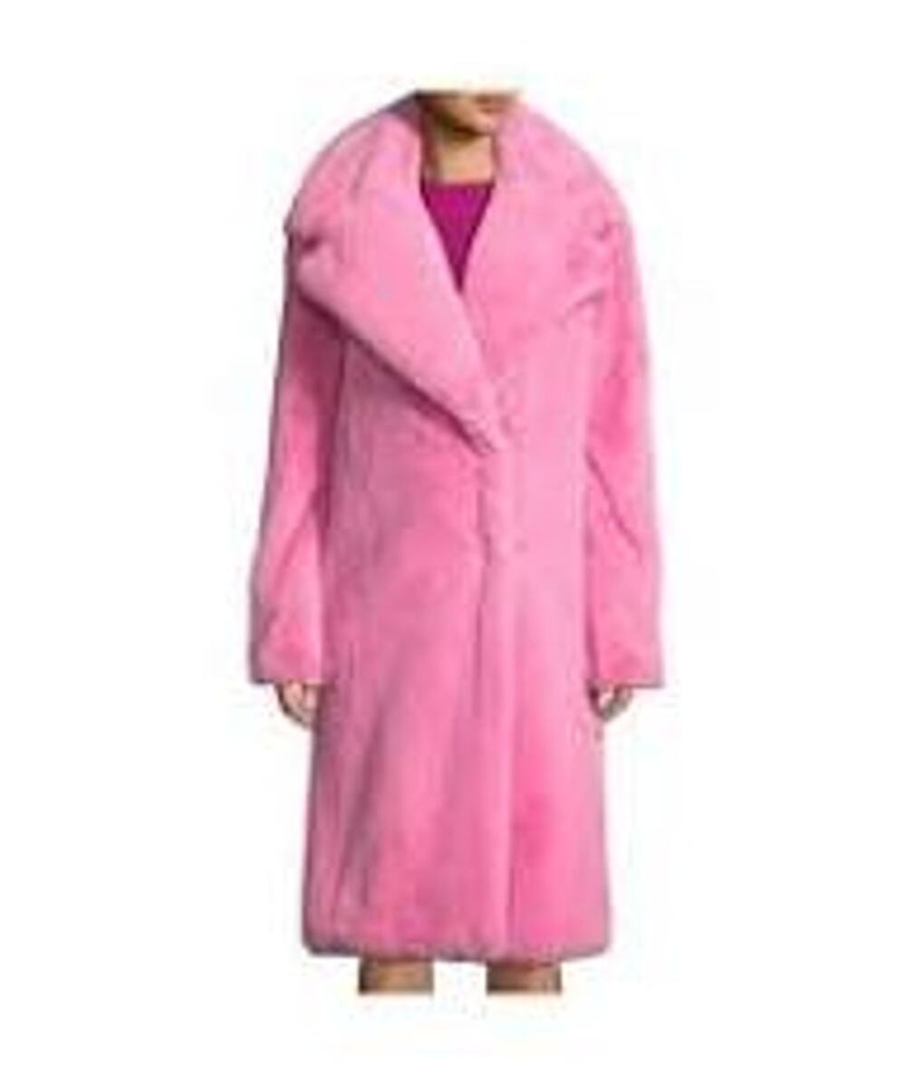 Milly Faux Fur Long Coat - Bubble Gum - Medium